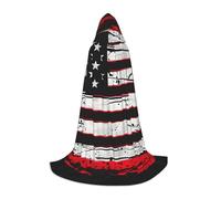 Cape à capuche noire avec drapeau américain pour adulte et adolescent, cape d'Halloween à capuche, robe de sorcier avec cape de peur