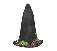 Cape à capuche noire en forme de feuille de café et de cerise pour adulte et adolescent, cape à capuche d'Halloween, robe de sorcier avec cape de la peur