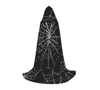 Cape à capuche noire en toile d'araignée pour Halloween, pour adulte et adolescent, cape à capuche, robe de sorcier avec cape de peur
