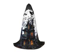 Cape à capuche noire pour Halloween, motif chauve-souris, pour adulte et adolescent, cape à capuche, robe de sorcier avec cape de la peur