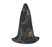 Cape à capuche noire pour Halloween, motif fantômes, pour adulte et adolescent, cape à capuche, robe de sorcier avec cape de peur