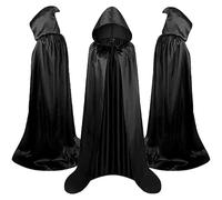Cape à capuche pleine longueur en velours pour adulte UK Halloween Noël Maxi Cape Cosplay Vampire Party Mascarade Cape Costume, Noir , M