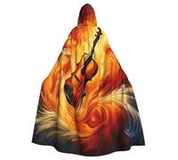 Cape à capuche pour adulte avec motif abstrait-violon et peinture de sorcière, costume d'Halloween
