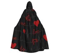 Cape à capuche pour adulte avec motif battements de cœur - Costume d'Halloween