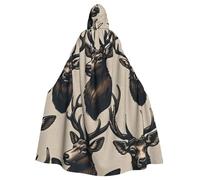 Cape à capuche pour adulte avec tête de cerf chasseur et bois de cerf