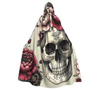 Cape à capuche pour adulte Motif tête de mort et fleurs