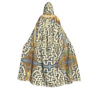 Cape à capuche pour adulte - Motif YYHHAOFA Labyrinthe - Carte au trésor - Super grande cape à capuche avec nœud papillon
