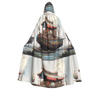 Cape à capuche pour adulte WHJSSF Ancient voilier imprimé Super Large Cape à capuche avec nœud papillon