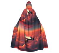 Cape à capuche pour adulte WHJSSF Avion Coucher de soleil Ciel Imprimé Super Large Cape à capuche avec nœud papillon