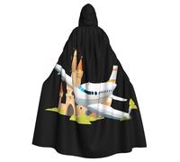 Cape à capuche pour adulte WHJSSF Avion dans le château Imprimé Super Large Cape à capuche avec nœud papillon