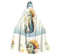 Cape à capuche pour adulte WHJSSF Hippocampe soufflant des bulles Imprimé Super Large Cape à capuche avec nœud papillon