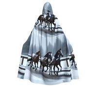 Cape à capuche pour adulte WHJSSF Horses in the Snow Imprimé Super Large Cape à capuche avec nœud papillon