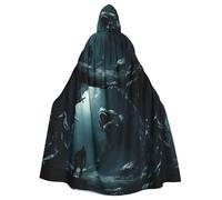 Cape à capuche pour adulte WHJSSF Monster Under The Sea Imprimé Super Large Cape à capuche avec nœud papillon
