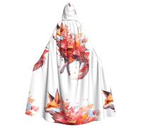 Cape à capuche pour adulte WHJSSF The Disappearing Colorful Fox Printed Super Large Cape à capuche avec nœud papillon