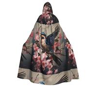 Cape à capuche pour adulte YYHHAOFA Petite hirondelle avec fleur dans la bouche Motif Super Large Cape à capuche avec nœud papillon