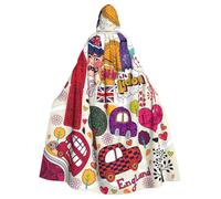 Cape à capuche pour adultes avec imprimé journal scolaire en anglais, robe d'Halloween, cape à capuche, sorcière, costume de sorcière, cosplay pour homme et femme