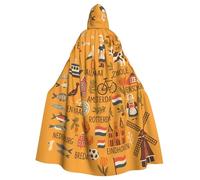 Cape à capuche pour adultes - Symboles de la culture néerlandaise - Cape à capuche - Costume de sorcière - Cosplay pour homme et femme