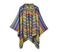 Cape à capuche pour femme - Châle doux et enveloppant - Couverture chaude pour femme - Poncho coloré - Châle en tricot - Ouvert sur le devant pour femme - Écharpe imprimée ou châle - Cape tricotée