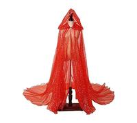 Cape à capuche pour femme durable et brillante pour adultes, cape de mariage pour fête de scène rouge