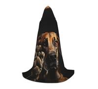 Cape à capuche pour Halloween, cosplay, fête de Noël, motif empreintes de pattes de chien, cape d'Halloween médiévale de la Renaissance