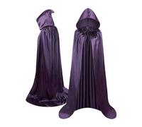 Cape à capuche pour homme, 150 cm, unisexe, pour adulte, pour Halloween, corbeaux, cosplay, cape longue, pour théâtre, magicien, marché médiéval, lilas, Siehe Beschreibung
