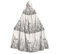 Cape à capuche pour homme et femme avec gravure botanique pour cosplay, événements, carnaval, bal masqué, festival