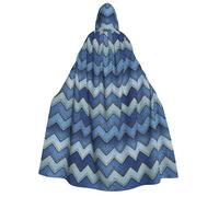 Cape à capuche pour homme et femme avec imprimé denim bleu dégradé pour cosplay, événements, carnaval, bal masqué, festival
