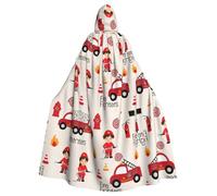 Cape à capuche pour petits garçons et filles avec imprimé pompiers pour adultes, robe d'Halloween, cape à capuche, sorcière, costume de cosplay pour homme et femme