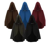 Cape à capuche rétro médiévale pour Halloween, accessoire de costume polyvalent pour cosplay de Sorcier ou Dernier Juge, pour femmes et hommes blue
