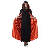 Cape à capuche rouge et noire Halloween adulte