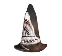 Cape à capuche unisexe avec dentelle et imprimé gros plan pour Halloween, bal masqué, cosplay, costume de sorcière, noir, Medium