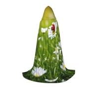 Cape à capuche unisexe avec imprimé coccinelle et marguerites, noir, Small