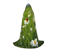 Cape à capuche unisexe avec imprimé coccinelle et marguerites, noir, Small