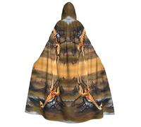 Cape à capuche unisexe avec imprimé de girafe d'Afrique, arbre majestueux et médiéval pour Halloween, cosplay, fête de Noël