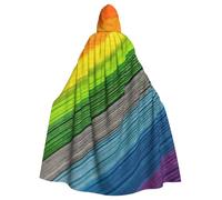 Cape à capuche unisexe avec imprimé rayures arc-en-ciel | Cape longue en velours pour cosplay, carnaval, sorcière, vampire, accessoires