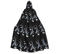 Cape à capuche unisexe avec imprimé Tour Eiffel médiévale Viking pour Halloween, cosplay, fête de Noël