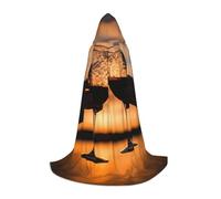 Cape à capuche unisexe avec motif verre à vin rouge pour Halloween, bal masqué, cosplay, costume de sorcière, noir, Medium
