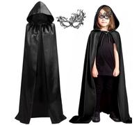 Cape à Capuche Unisexe, Deguisement Halloween Femme Homme, Cosplay Costume Halloween Party Déguisement Wicca Vampire Cape Longue Noir pour Hommes, Femmes et Enfants, Halloween, Carnaval et Les Fêtes