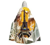Cape à capuche unisexe Paris Tour Eiffel imprimé Halloween pour bal masqué | Cape légère à capuche unisexe, facile à superposer sur n'importe quelle tenue pour le carnaval, la fête et les événements