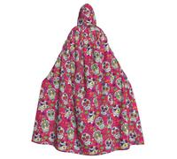 Cape à capuche unisexe pour adulte avec imprimé tête de mort et feuilles vertes pour cosplay, fêtes, scène, bal costumé