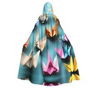 Cape à capuche unisexe pour adulte - Grue en papier origami imprimé complet pour cosplay, fête et événements à thème