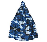 Cape à capuche unisexe pour adulte, motif camouflage bleu pour cosplay, fête et événements à thème