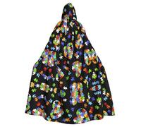 Cape à capuche unisexe pour adulte - Sensibilisation à l'autisme - Pièces de puzzle en forme de cœur imprimé complet pour cosplay, fête et événements à thème