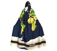 Cape à capuche unisexe pour Halloween, motif carte du monde complète pour adulte, pour cosplay, fête et événements à thème