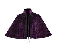 Cape à capuche victorienne Lolita pour femme - Cape courte - Châle - Accessoires de costume d'Halloween - Ensemble de vêtements gothiques