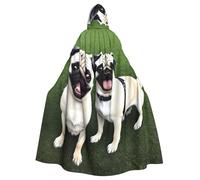 Cape à capuche YYHHAOFA pour adulte - Motif chien carlin heureux - Super grande cape avec nœud papillon
