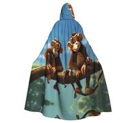 Cape à capuche YYHHAOFA pour adulte Motif deux singes Super Large avec nœud papillon