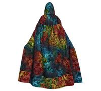 Cape à capuche YYHHAOFA pour adulte Motif lignes de labyrinthe Super Large avec nœud papillon