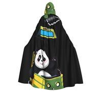 Cape à capuche YYHHAOFA pour adulte Motif panda prenant une balade Super Large Cape à capuche avec nœud papillon