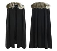 Cape à col en fourrure pour homme, style médiéval, gothique, vintage, poncho, cape, col en fourrure, manteau long, cardigan pour homme, coupe-vent, trench, Halloween, cosplay, costume de carnaval,